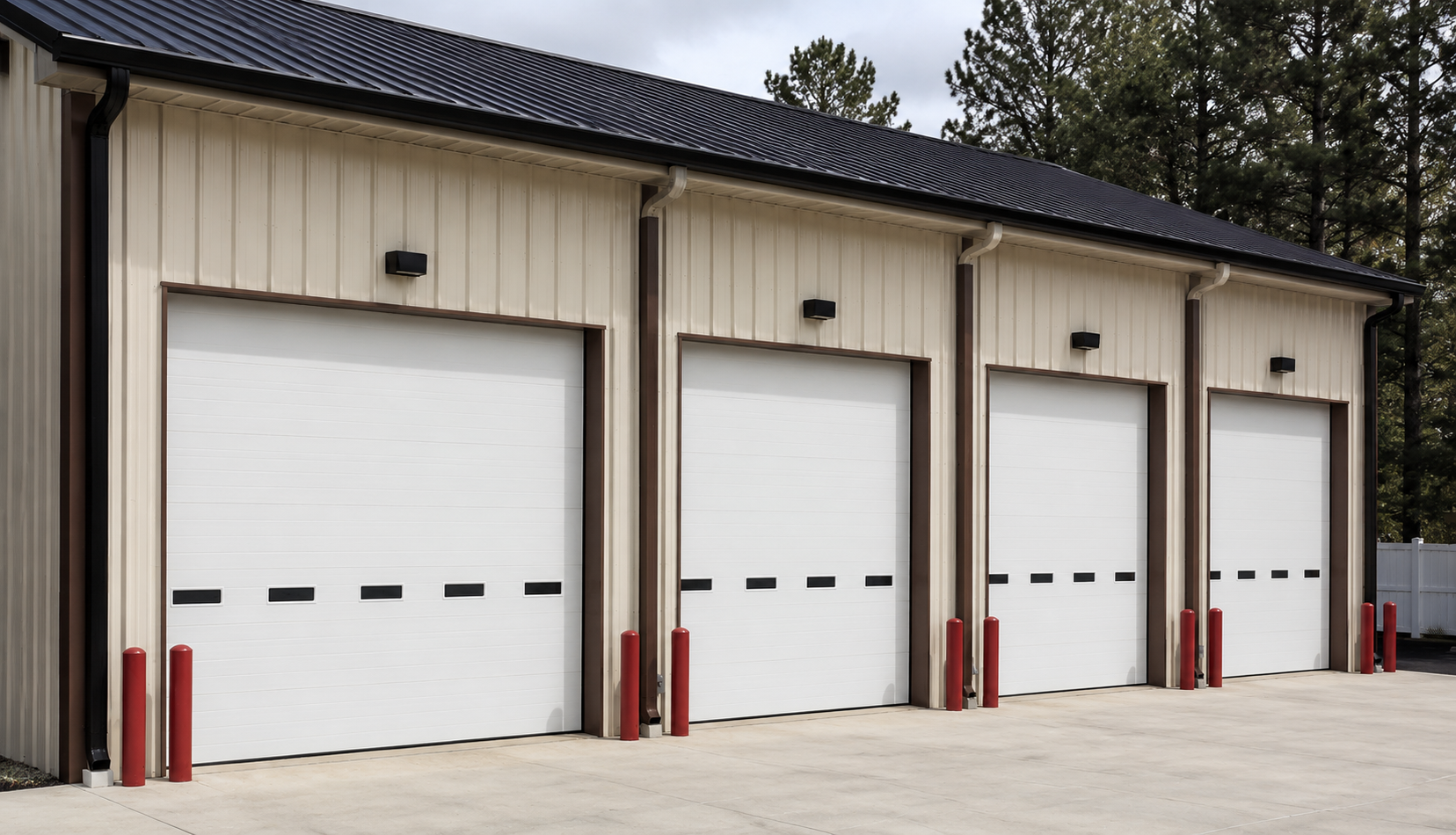 Commercial sectional garage doors installed at a Napa winery in Napa County
